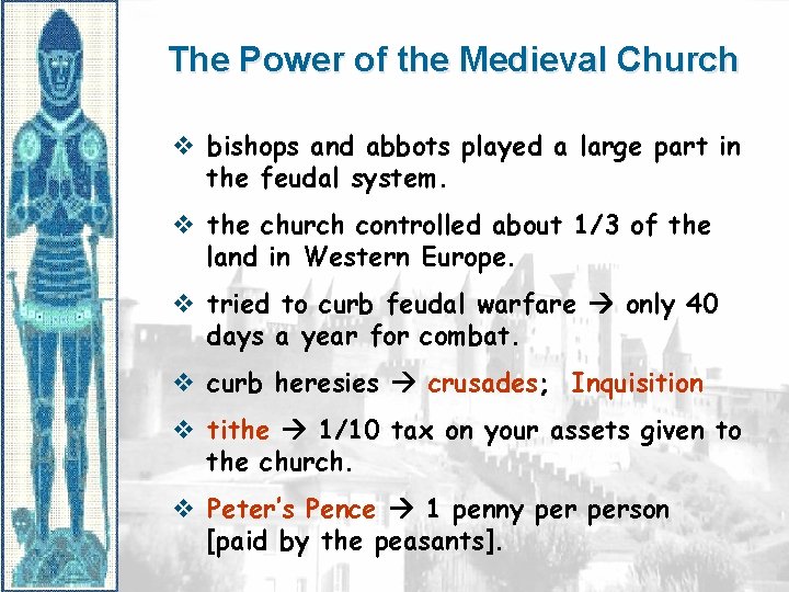 The Power of the Medieval Church v bishops and abbots played a large part