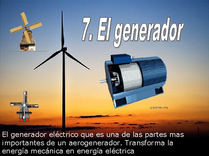  El generador eléctrico que es una de las partes mas importantes de un