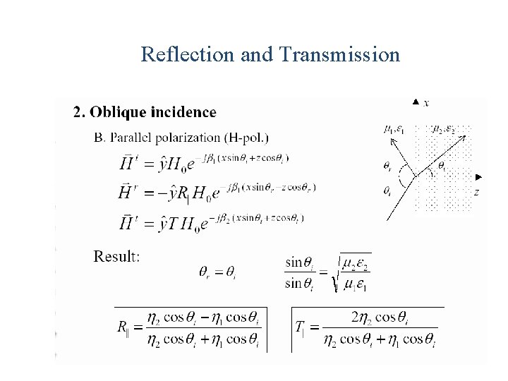 Reflection and Transmission Reflection and Transmission
