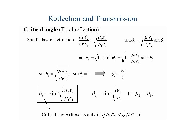 Reflection and Transmission Reflection and Transmission