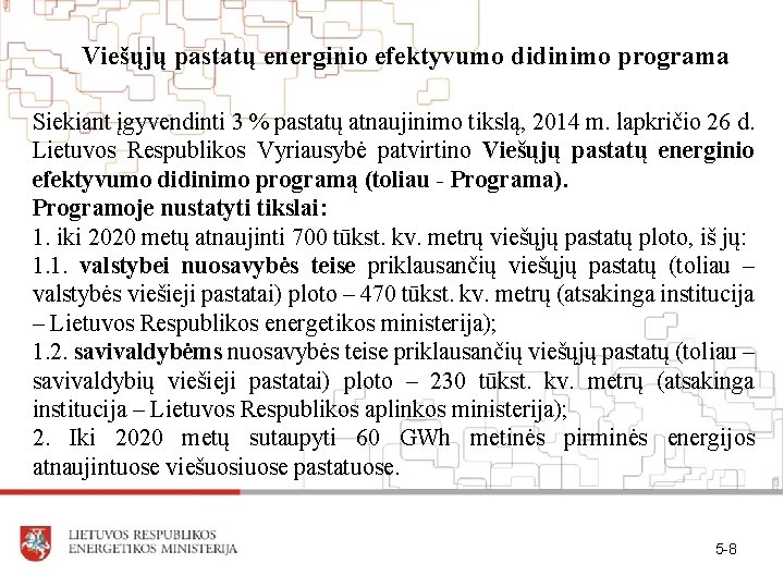 Viešųjų pastatų energinio efektyvumo didinimo programa Siekiant įgyvendinti 3 % pastatų atnaujinimo tikslą, 2014 Viešųjų pastatų energinio efektyvumo didinimo programa Siekiant įgyvendinti 3 % pastatų atnaujinimo tikslą, 2014