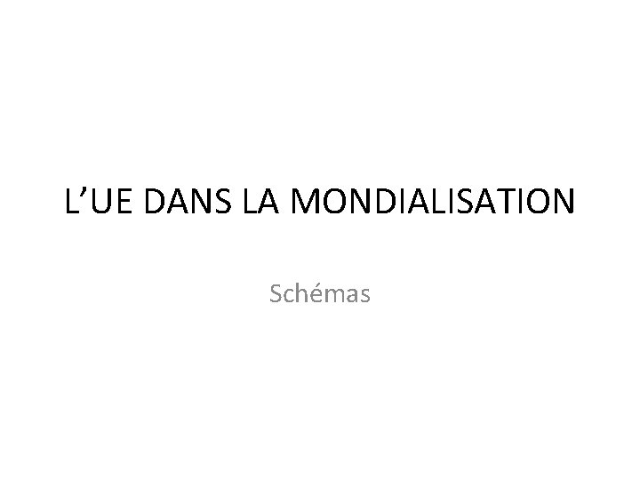 L’UE DANS LA MONDIALISATION Schémas 