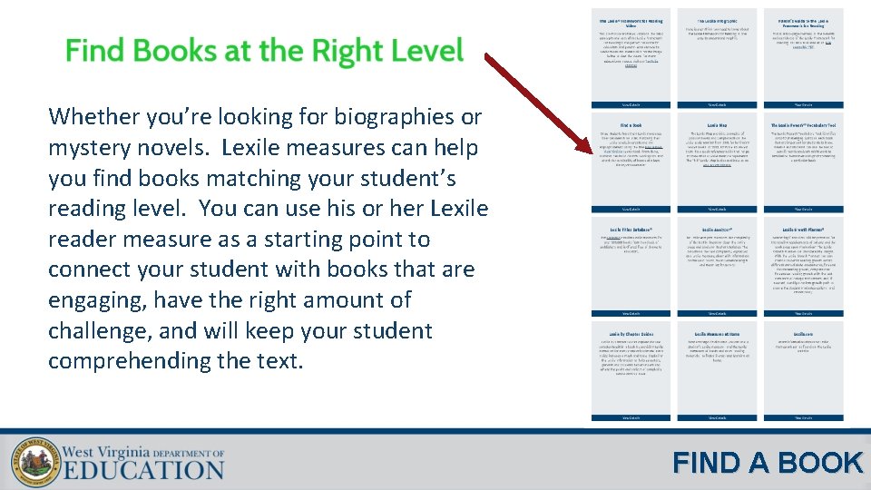 Whether you’re looking for biographies or mystery novels. Lexile measures can help you find