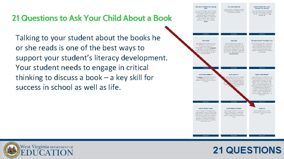 Talking to your student about the books he or she reads is one of