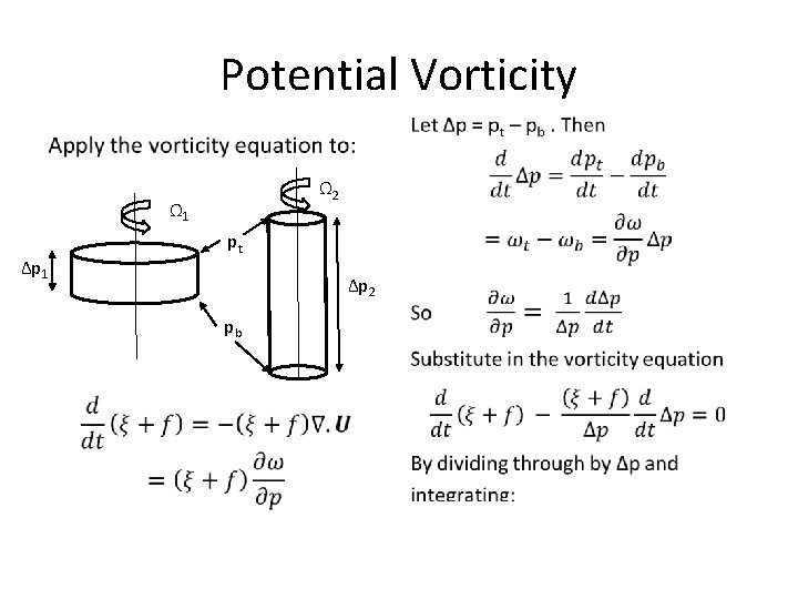 Potential Vorticity • • Ω 2 Ω 1 Δp 1 pt Δp 2 pb