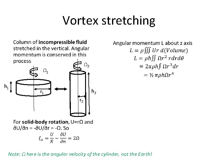 Vortex stretching • • Ω 2 Ω 1 h 2 r 1 r 2