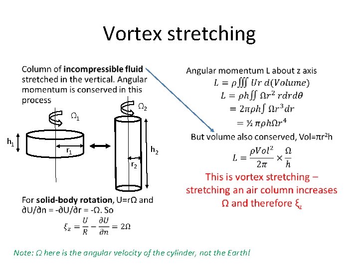 Vortex stretching • • Ω 2 Ω 1 h 2 r 1 r 2