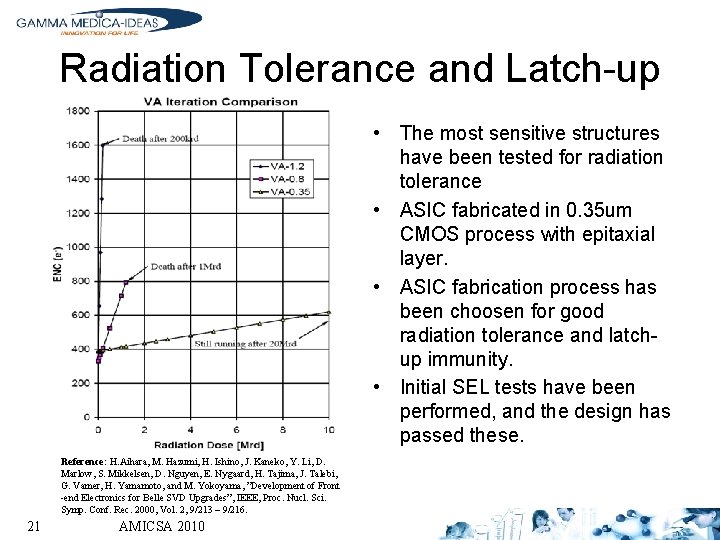 Radiation Tolerance and Latch-up • The most sensitive structures have been tested for radiation
