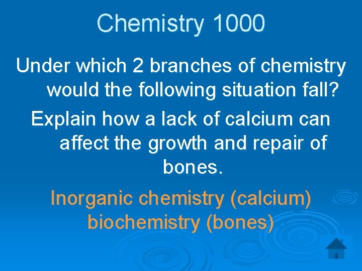 Chemistry 1000 Under which 2 branches of chemistry would the following situation fall? Explain