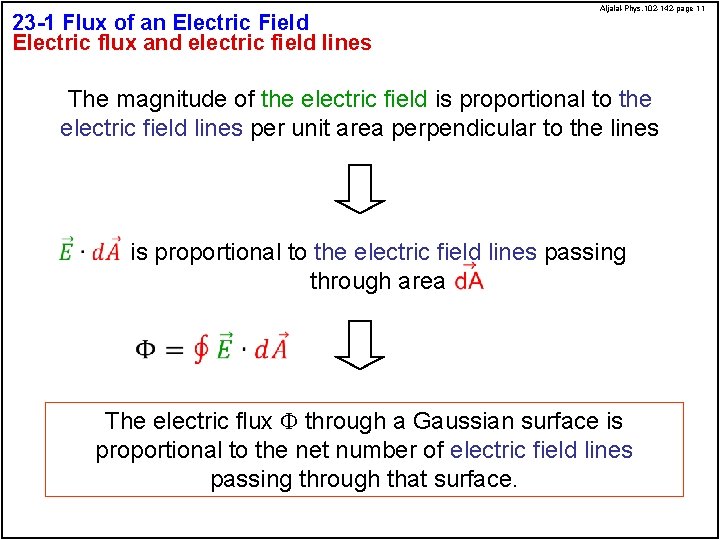 23 -1 Flux of an Electric Field Electric flux and electric field lines Aljalal-Phys.