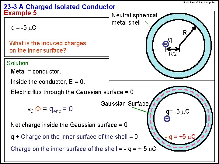 Aljalal-Phys. 102 -142 -page 36 23 -3 A Charged Isolated Conductor Example 5 Neutral