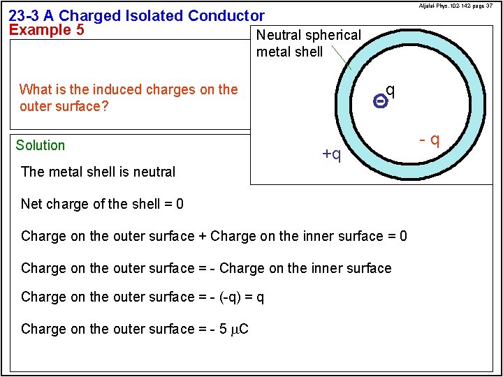 Aljalal-Phys. 102 -142 -page 37 23 -3 A Charged Isolated Conductor Example 5 Neutral