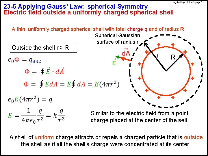 Aljalal-Phys. 102 -142 -page 51 23 -6 Applying Gauss' Law: spherical Symmetry Electric field