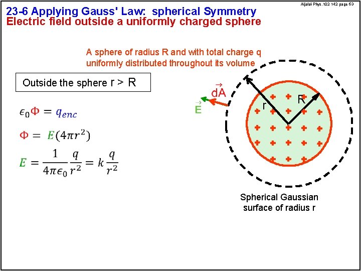 Aljalal-Phys. 102 -142 -page 53 23 -6 Applying Gauss' Law: spherical Symmetry Electric field