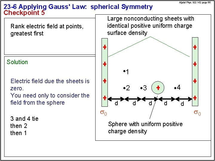 Aljalal-Phys. 102 -142 -page 55 23 -6 Applying Gauss' Law: spherical Symmetry Checkpoint 5 Aljalal-Phys. 102 -142 -page 55 23 -6 Applying Gauss' Law: spherical Symmetry Checkpoint 5