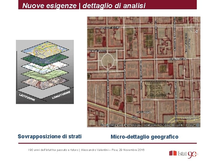 Nuove esigenze | dettaglio di analisi Sovrapposizione di strati Micro-dettaglio geografico I 90 anni