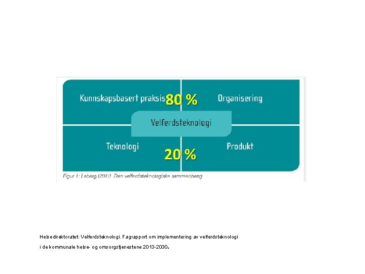 Helsedirektoratet: Velferdsteknologi. Fagrapport om implementering av velferdsteknologi . i de kommunale helse- og omsorgstjenestene