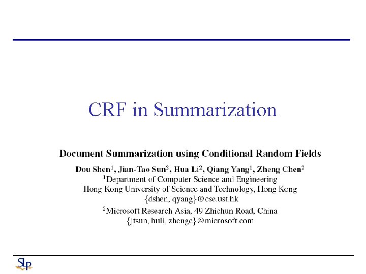 CRF in Summarization 