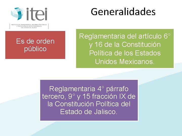 Generalidades Es de orden público Reglamentaria del artículo 6° y 16 de la Constitución