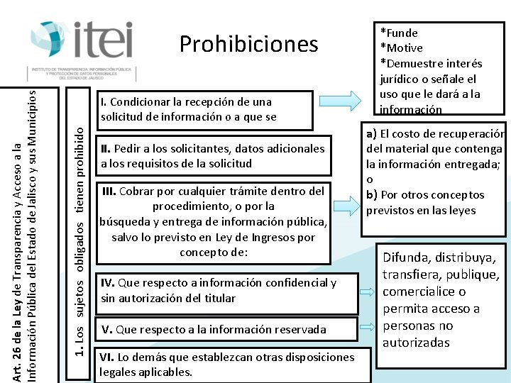 I. Condicionar la recepción de una solicitud de información o a que se 1.