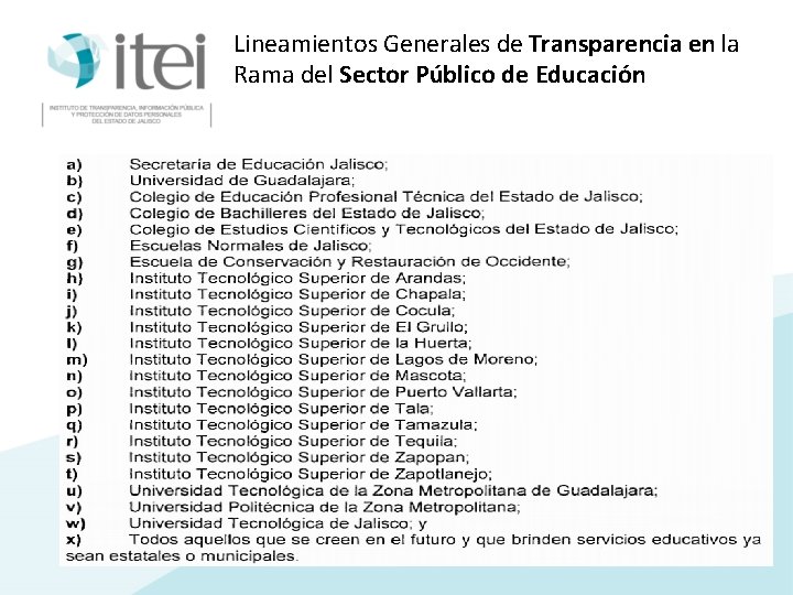 Lineamientos Generales de Transparencia en la Rama del Sector Público de Educación 