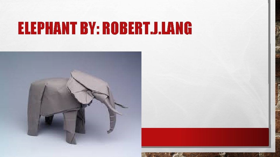 ELEPHANT BY: ROBERT. J. LANG 