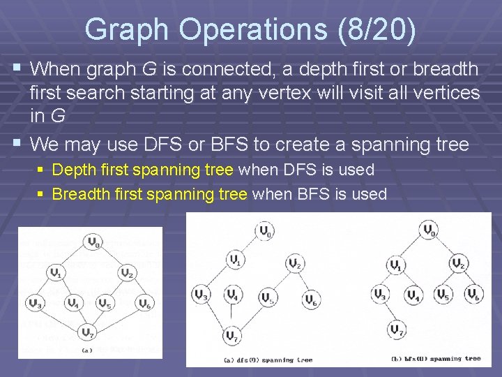 Graph Operations (8/20) § When graph G is connected, a depth first or breadth Graph Operations (8/20) § When graph G is connected, a depth first or breadth