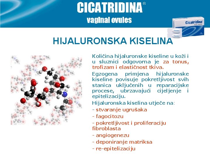 HIJALURONSKA KISELINA Količina hijaluronske kiseline u koži i u sluznici odgovorna je za tonus,