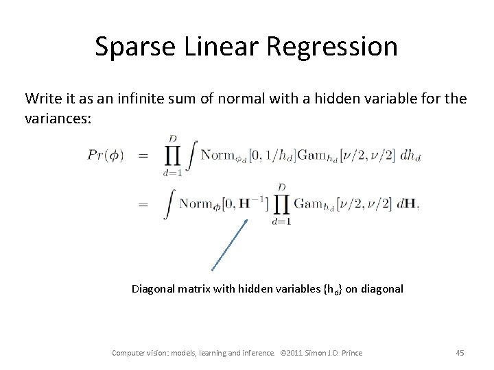 Sparse Linear Regression Write it as an infinite sum of normal with a hidden