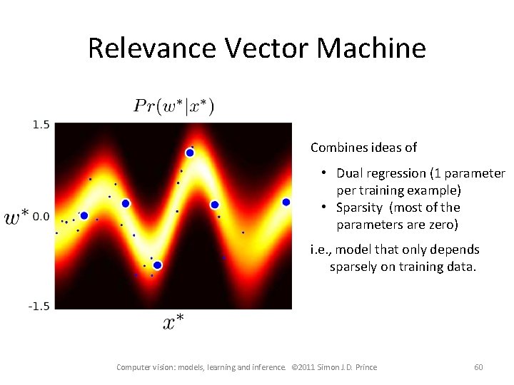 Relevance Vector Machine Combines ideas of • Dual regression (1 parameter per training example)