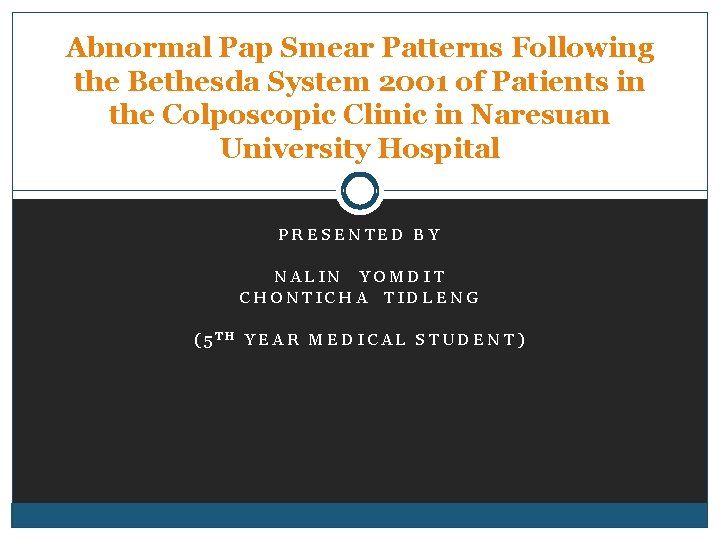 Abnormal Pap Smear Patterns Following the Bethesda System 2001 of Patients in the Colposcopic