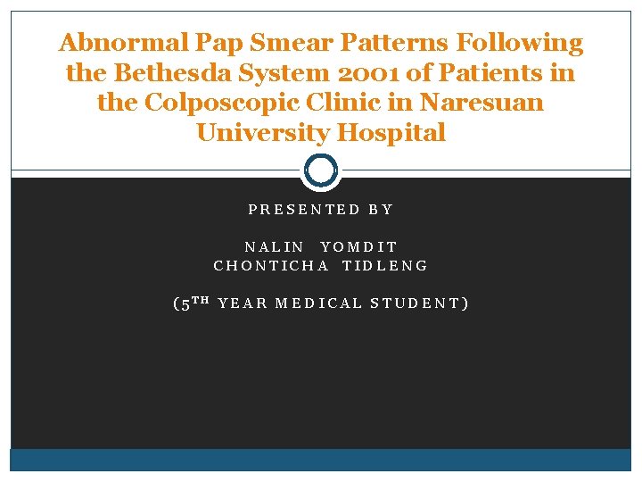 Abnormal Pap Smear Patterns Following the Bethesda System 2001 of Patients in the Colposcopic