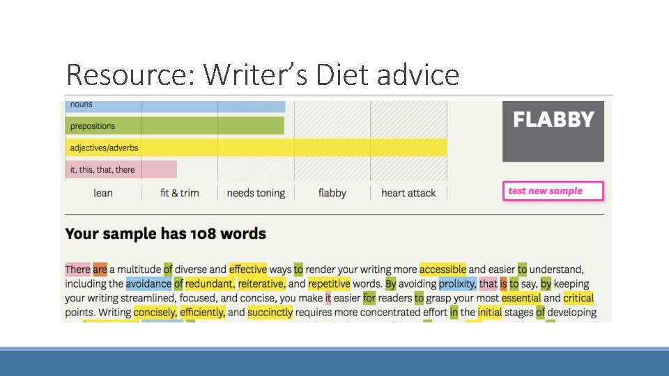 Resource: Writer’s Diet advice 