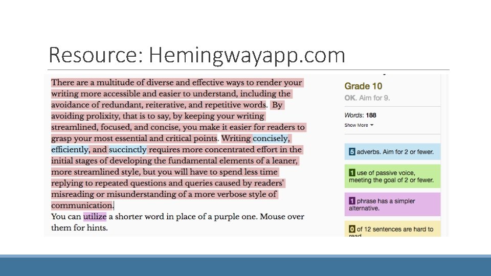 Resource: Hemingwayapp. com 