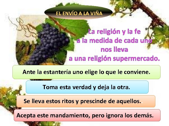 EL ENVÍO A LA VIÑA La religión y la fe a la medida de