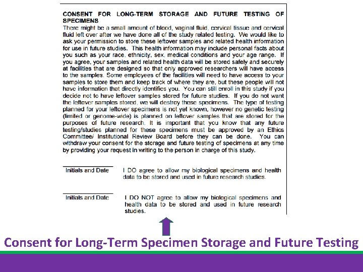 Consent for Long-Term Specimen Storage and Future Testing 