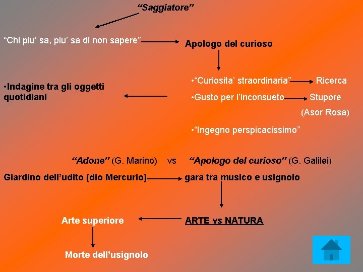 “Saggiatore” “Chi piu’ sa, piu’ sa di non sapere” Apologo del curioso • “Curiosita’