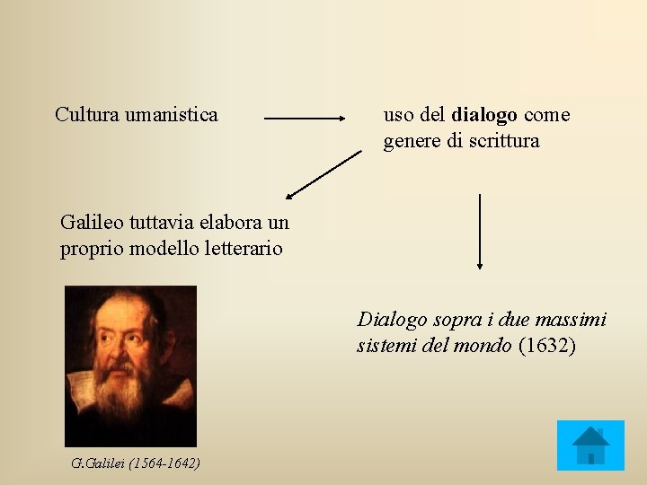 Cultura umanistica uso del dialogo come genere di scrittura Galileo tuttavia elabora un proprio