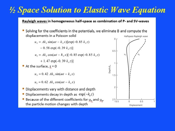 ½ Space Solution to Elastic Wave Equation 