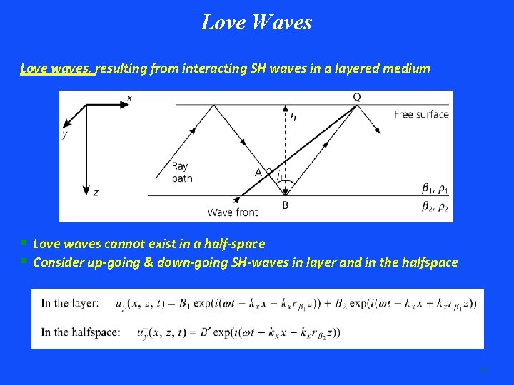 Love Waves Love waves, resulting from interacting SH waves in a layered medium §