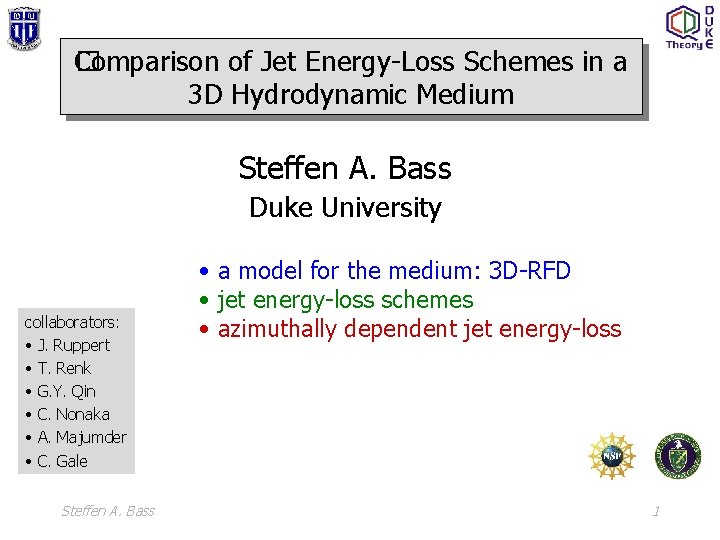 Comparison of Jet Energy-Loss Schemes in a � 3 D Hydrodynamic Medium Steffen A.