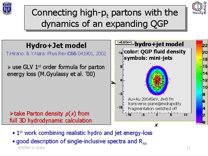 Connecting high-pt partons with the dynamics of an expanding QGP hydro+jet model Hydro+Jet model