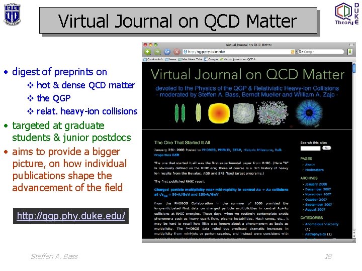 Virtual Journal on QCD Matter • digest of preprints on v hot & dense