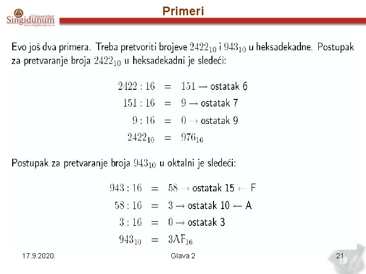 Primeri 17. 9. 2020. Glava 2 21 