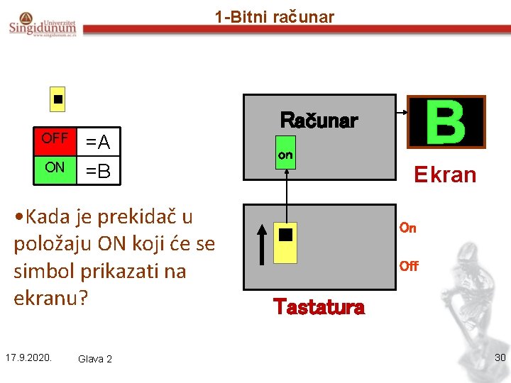 1 -Bitni računar Računar OFF ON =A =B • Kada je prekidač u položaju