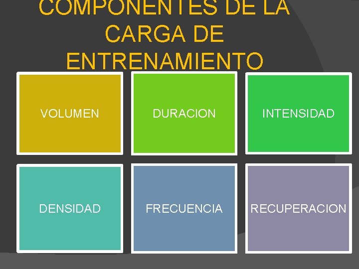 Componentes De La Carga De Entrenamiento