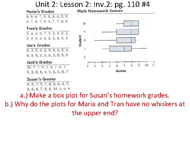 Unit 2: Lesson 2: Inv. 2: pg. 110 #4 a. ) Make a box