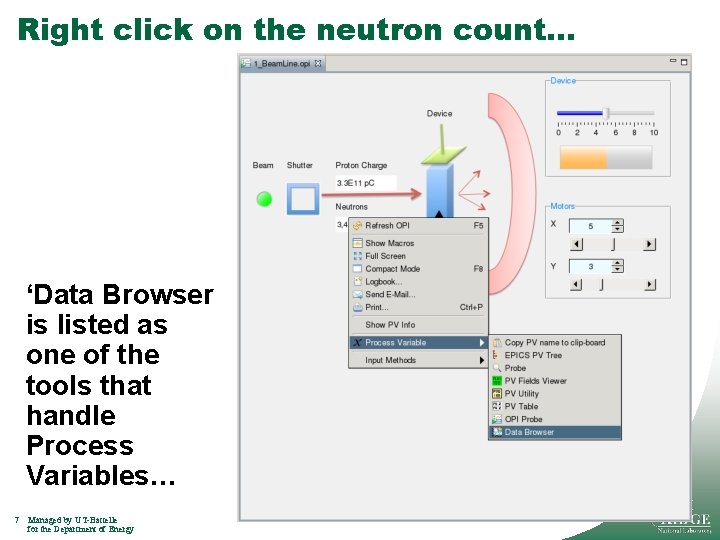 Right click on the neutron count… ‘Data Browser is listed as one of the