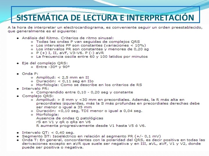 SISTEMÁTICA DE LECTURA E INTERPRETACIÓN 