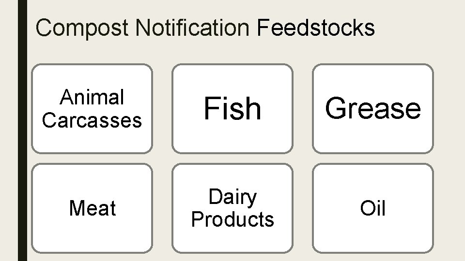 Compost Notification Feedstocks Animal Carcasses Fish Grease Meat Dairy Products Oil Compost Notification Feedstocks Animal Carcasses Fish Grease Meat Dairy Products Oil